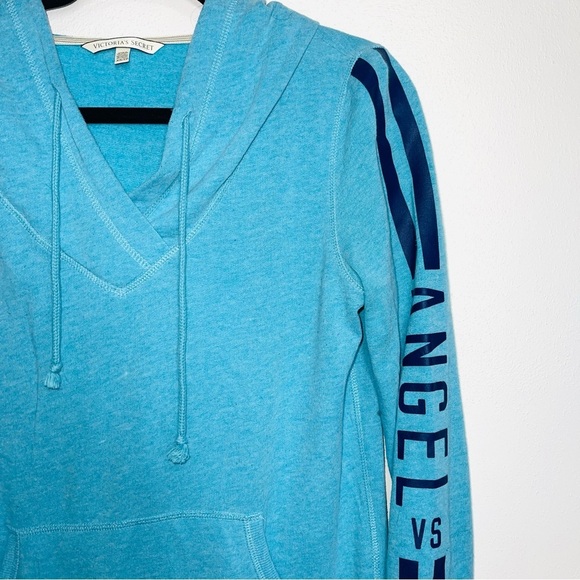 Victoria’s Secret Angel Teal Logo Sleeve Hooded Sweatshirt Xsmall Women’s - Picture 3 of 10